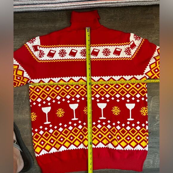 Kahlua Mens Novelty Holiday Sweater Turtle Neck Red Yellow XXL - Picture 8 of 10
